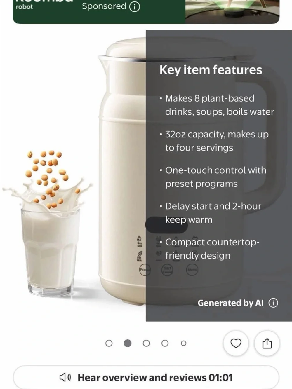 Cream Electric Soy & Nut Milk Maker with Digital Display